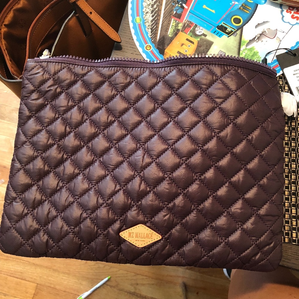MZ Wallace Metro Purple Quilted Clutch Pouch